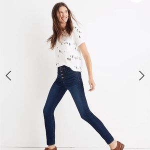 Madewell Tall 9" Mid-Rise Skinny Jeans Button 27T